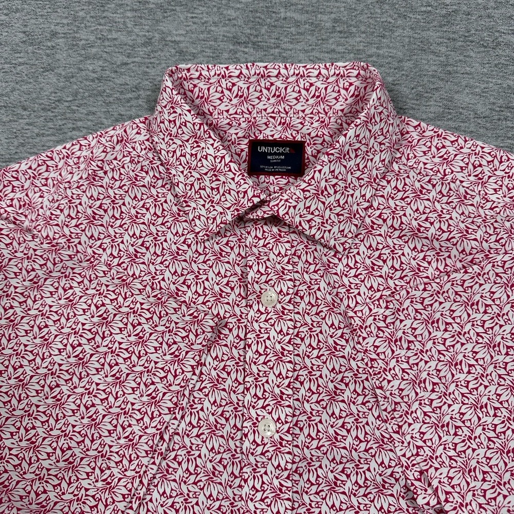 UNTUCKit Shirt Mens Medium Floral Slim Performance Short Sleeve Button Up
